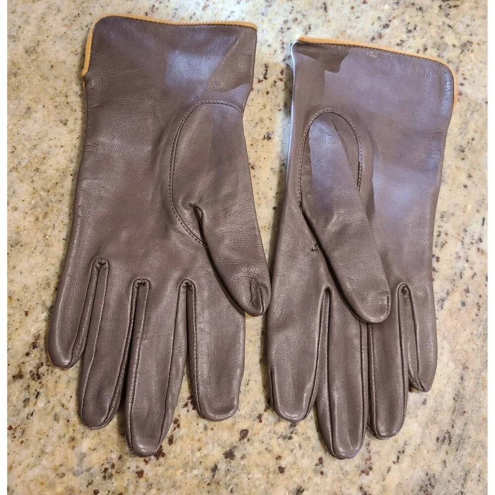 Vintage Size M 7 Gray Soft Leather Lined 8.5